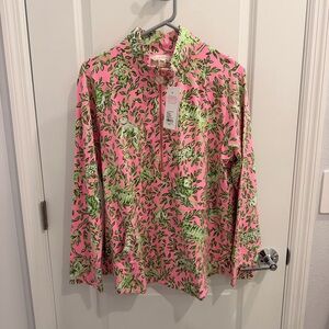 Lilly Pulitzer Pink and Green Leaf Print popover